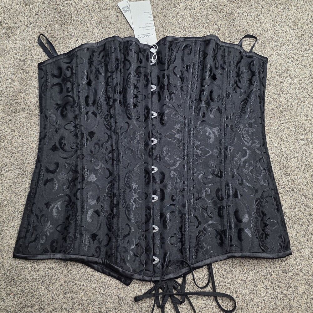 Charmian Corset Size 3XL Black Brocade Steampunk Whimsigoth Hook Closure